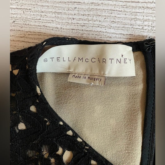 Stella McCartney Long Sleeve Black Lace Dress with Gold Zipper Accents - Picture 6 of 9